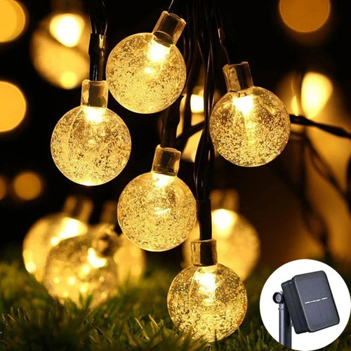 4 Colors Options Solar Globe String Lights Outdoor Waterproof Fairy Lights with 8 Modes for Wedding Patio Holiday Home Decor