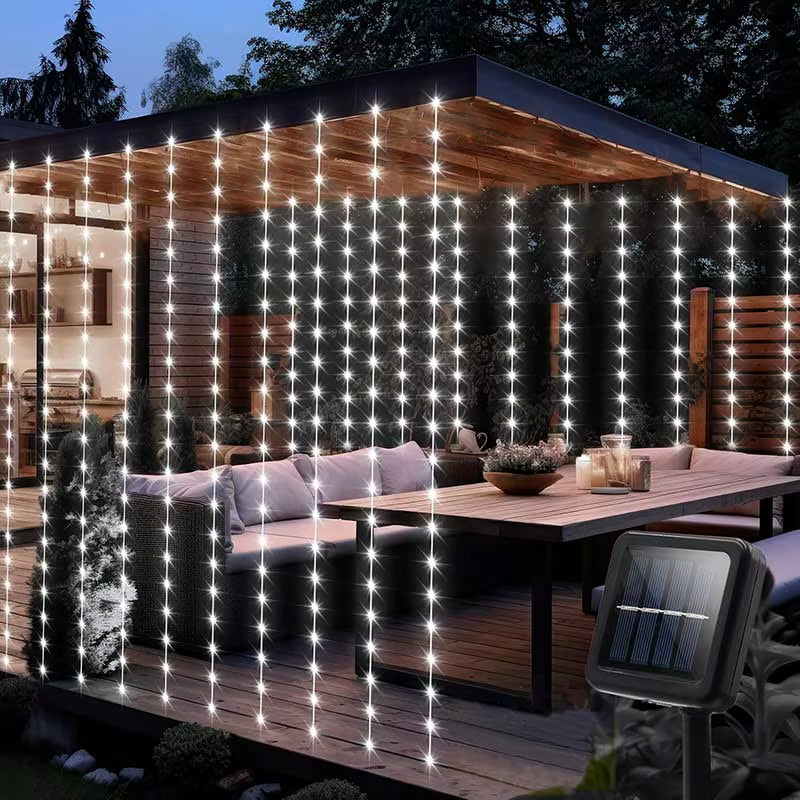 Solar Curtain Light LED Outdoor Waterproof 300Leds Garland Decoration String Lights Yard Fairy Garland String Lights